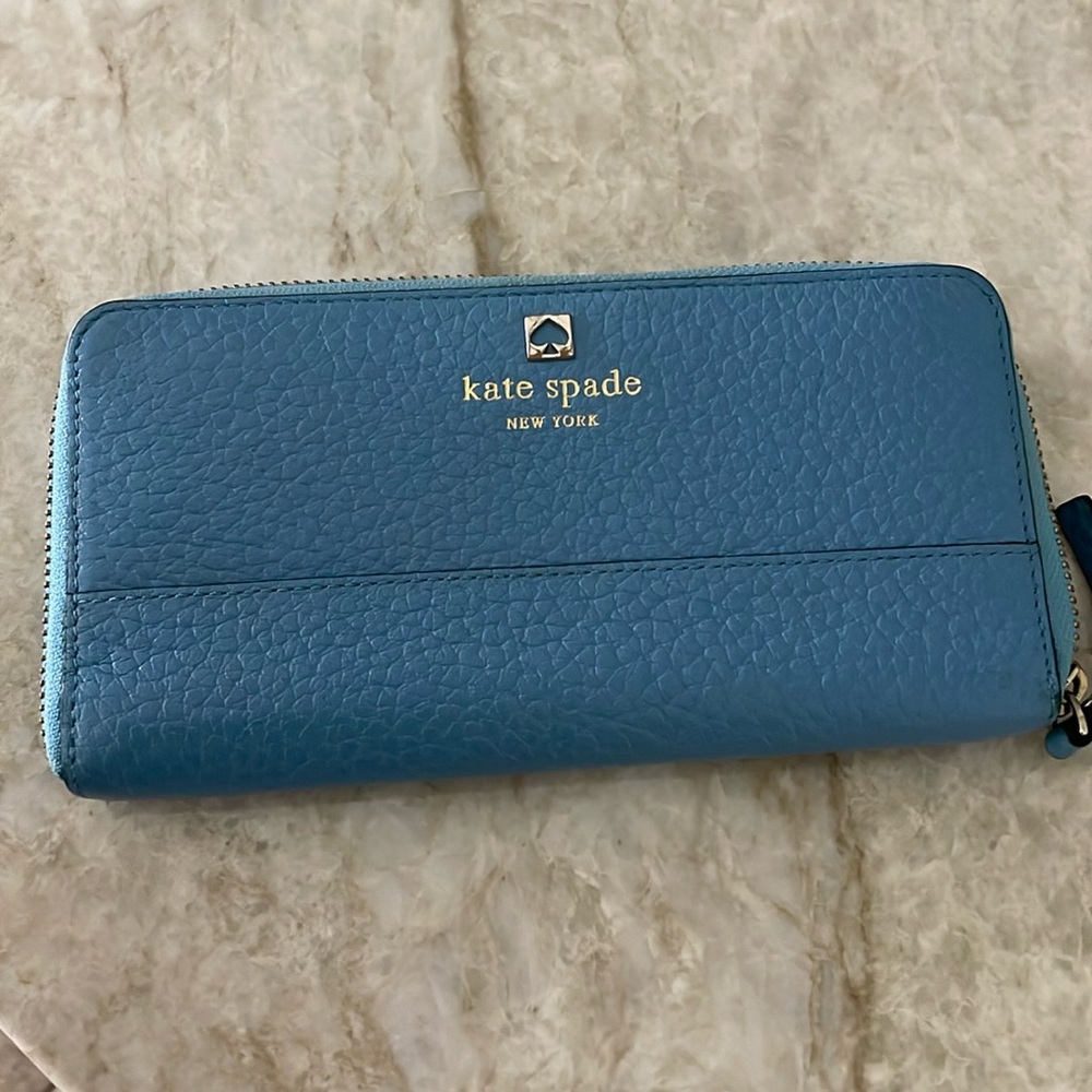 Kate Spade Continental Cornflower Blue Zip Around Wallet